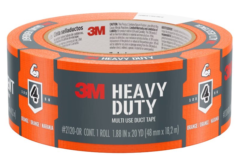 3M 2120-OR Duct Tape, Heavy-Duty, 20 yd L, 1.88 in W, Orange