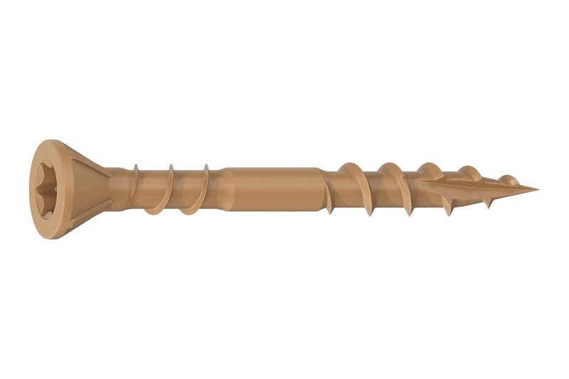 Camo 0376104 Deck Screw, #8 Thread, 1-5/8 in L, Coarse Thread, Flat Head, Star Drive, Type 17 Slash Point, Carbon Steel
