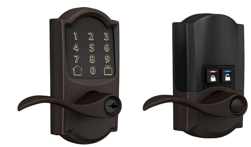 Schlage Encode FE789WBV CAM 716 A Smart Wi-Fi Lever With Camelot Trim, Aged Bronze, Commercial, 1 Grade, Yes