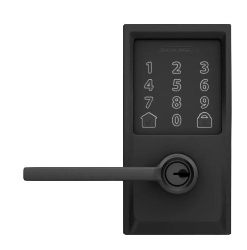 Schlage Encode FE789WBV CEN 622 L Smart Wi-Fi Lever With Century Trim, Matte Black, Commercial, 1 Grade, Yes