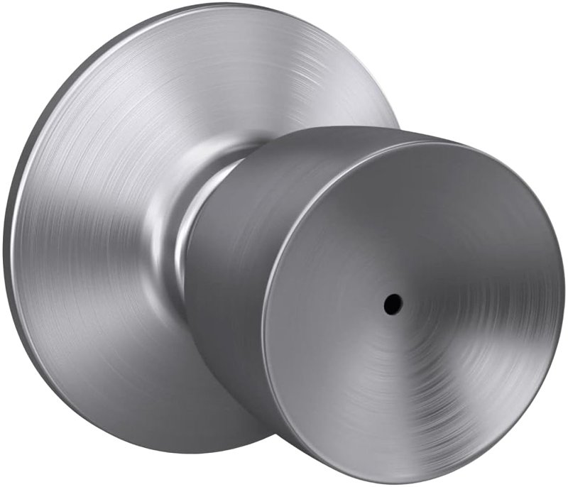 Schlage F Series F40VBEL626 Privacy Lockset, Bell, Round Design, Satin Chrome, Zinc