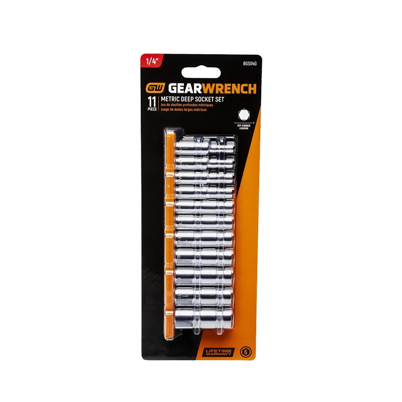 GearWrench 80304 Deep Socket Set, Alloy Steel, Full Polish Chrome