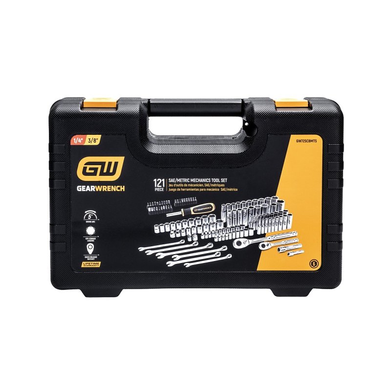 GearWrench GW72SCBMTS Mechanics Hand Tool Set, 121-Piece, Steel, Chrome