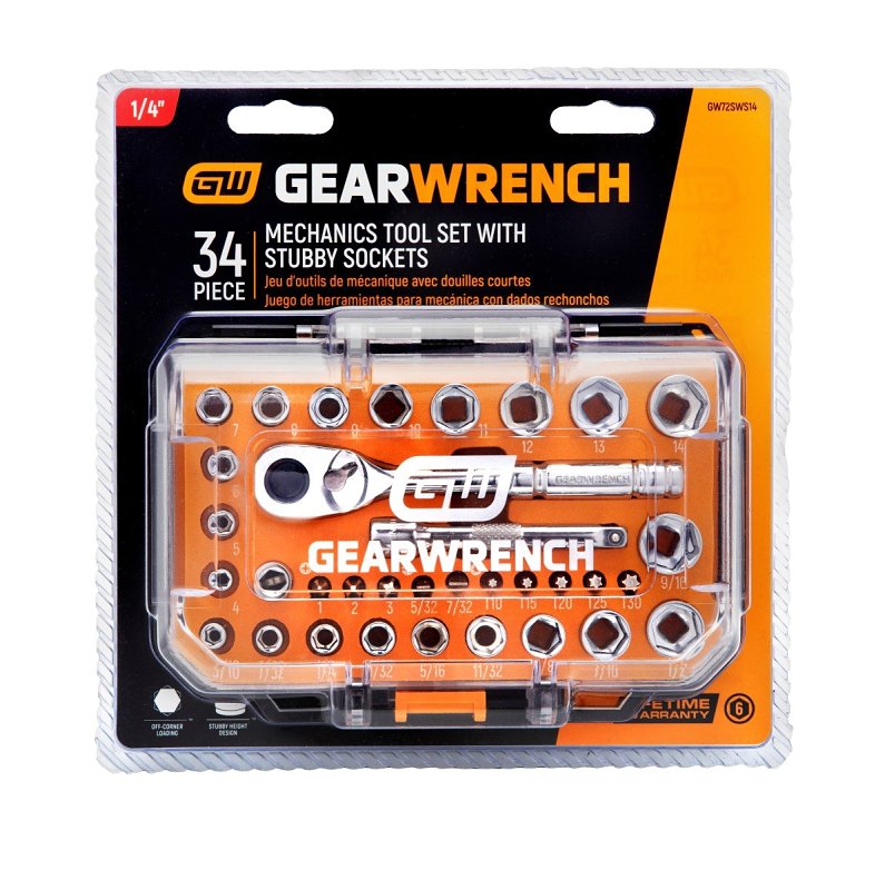GearWrench GW72SWS14 Mechanics Tool Set, 34-Piece, Chrome