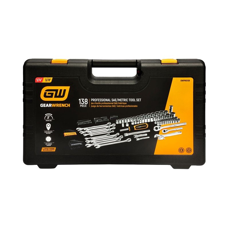 GearWrench GWPRO138 Professional Tool Set, 138-Piece, Steel, Chrome
