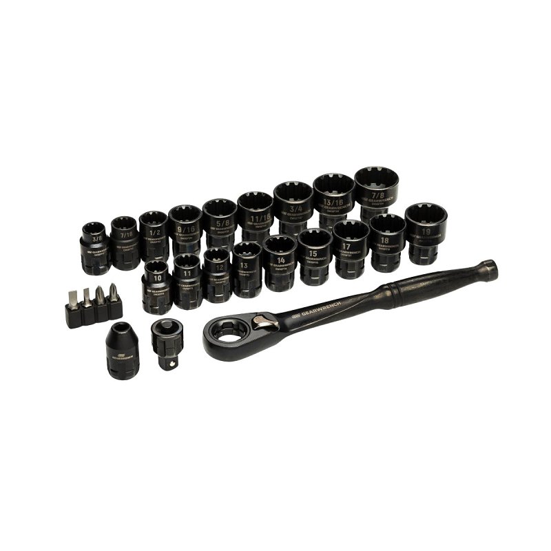 GearWrench GWX6PT25 Ratchet and Socket Set, Alloy Steel, Black-Oxide