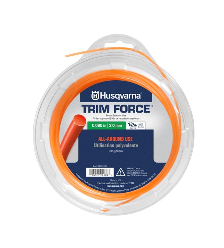 Husqvarna 529337001 Round Trimmer Line, 0.08 in Dia, 208 ft L, Polymer, Orange