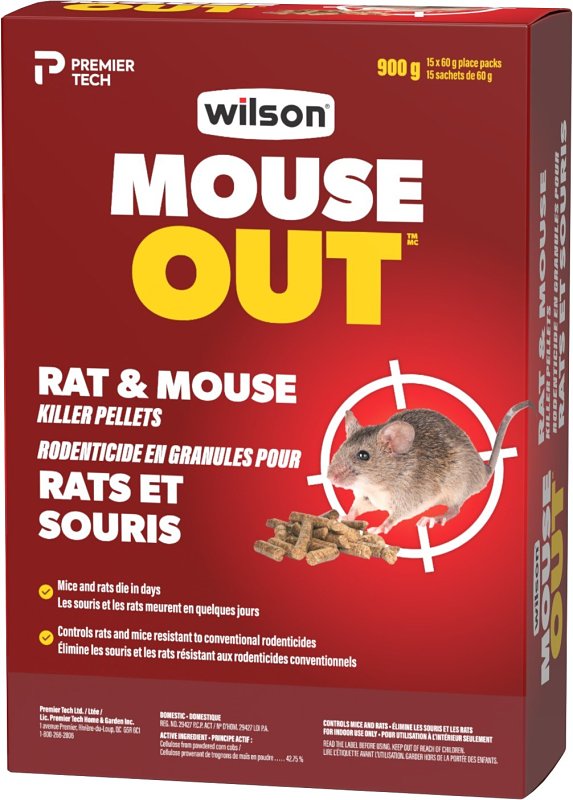 Wilson Wilsarin 7705880 Mouse and Rat Killer, Pellet, 900 g Pack
