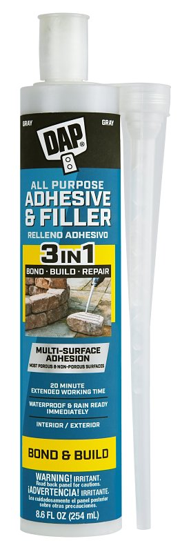 DAP 7079828000 All-Purpose Adhesive and Filler, Gray, 8.6 fl-oz Cartridge