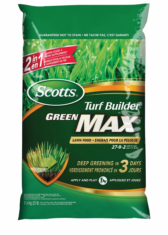Scotts Turf Builder Series 30407 Green Max Lawn Food, 11.4 kg Bag, Granular, 27-0-2 N-P-K Ratio