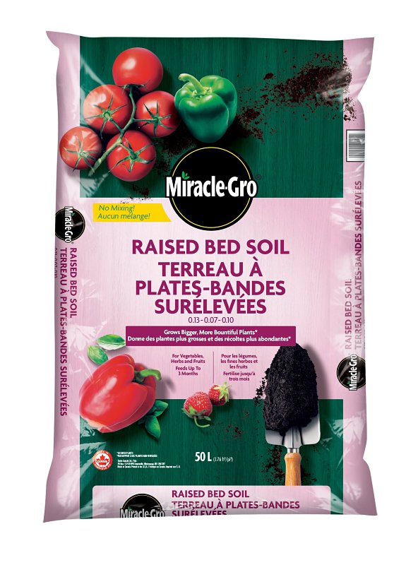 Miracle-Gro 76191250 Raised Bed Soil, Solid, Multi-Color, 50 L Bag
