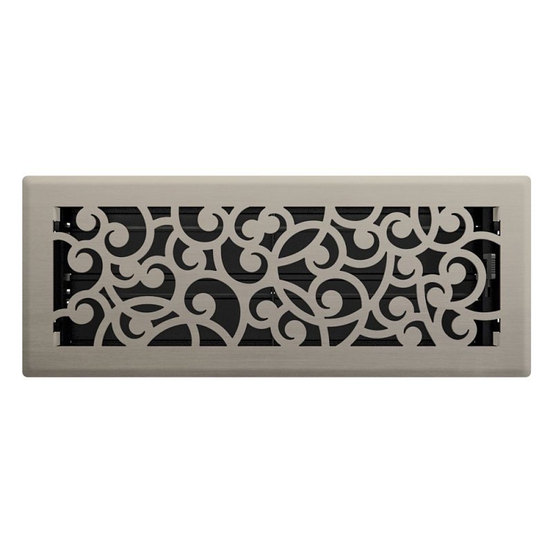Imperial RG3361 Wonderland Design Decorative Floor Register, 12 in L, 4 in W, Steel, Brushed Nickel