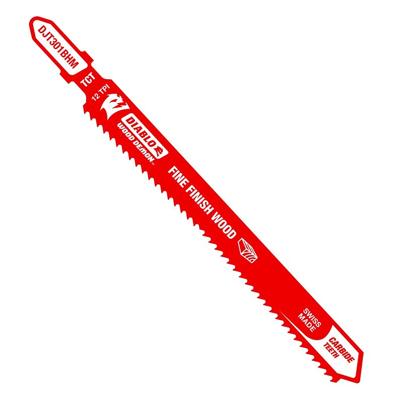 Diablo Wood Demon DJT301BHM Jig Saw Blade, 4-5/8 in L, 12 TPI, Carbide Cutting Edge
