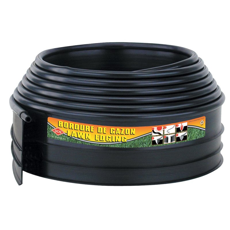 DCN Inter 4100BK Lawn Edging, 20 ft L, 4-3/8 in H, Polyethylene, Black