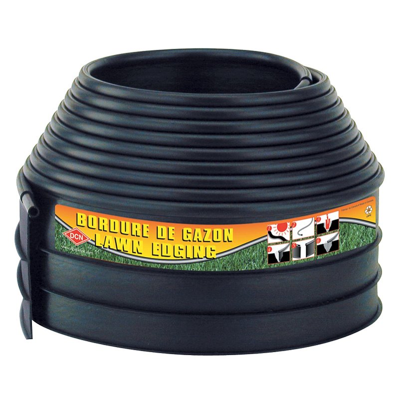 DCN Promo 4000BKNS Lawn Edging, 20 ft L, 4 in H, Polyethylene, Black