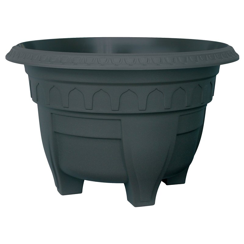 DCN 1410-36 Planter, 15-1/4 in Dia, 9-3/4 in H, Resin, Black