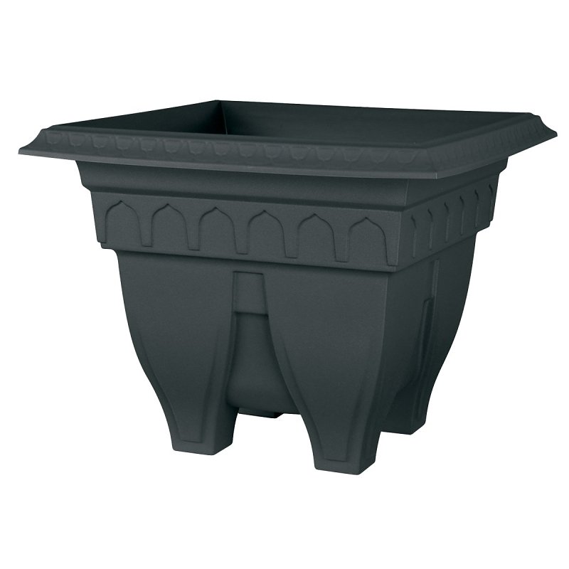 DCN 1415-36 Classic Patio Planter, 12-1/4 in H, 15-1/4 in D, Square, TPR, Black, Textured