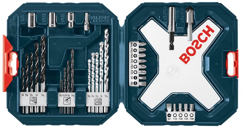 Bosch MS4034 Drill and Driver Mixed Set, 34-Piece, Includes: (1) P1, (1) P2, (1) P3, (1) PZ1 Drill Bits