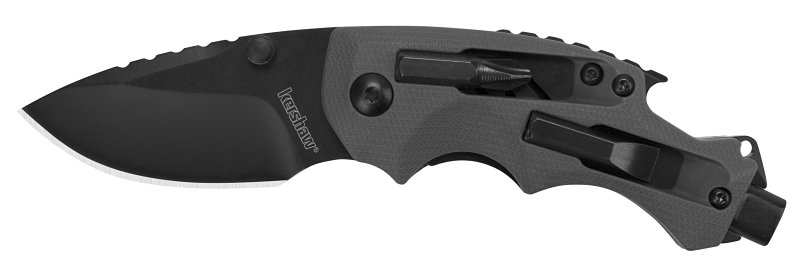 Kershaw Shuffle DIY Series 8720 Pocket Knife, Drop Point, Plain Blade, Black Oxide Blade, 5-3/4 in OAL, Gray Handle