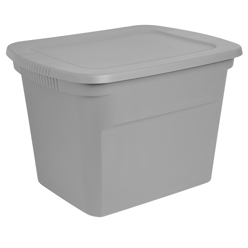 Sterilite 17316A08 Storage Tote with Lid, Plastic, Cement, 23-1/2 in L, 18-3/8 in W, 16-1/8 in H