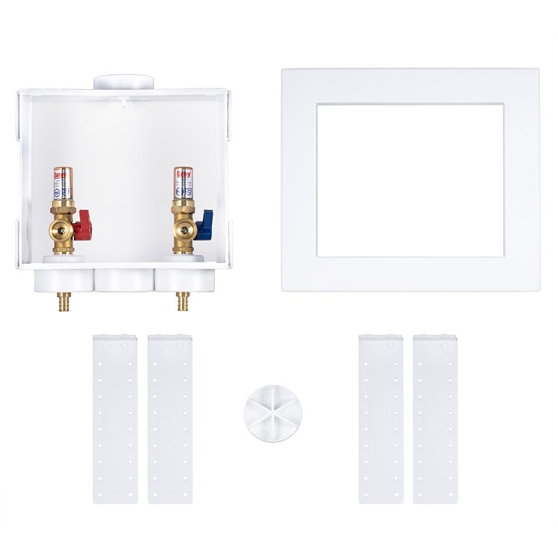 Oatey Quadtro 48202 Washing Machine Outlet Box, 1/2 in Connection, Polystyrene