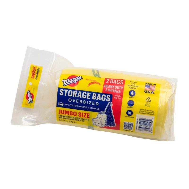 Warp's Banana Bags CB-60 Storage Bag, Jumbo, Plastic, Yellow, 60 in L, 108 in W, 2 mil Thick
