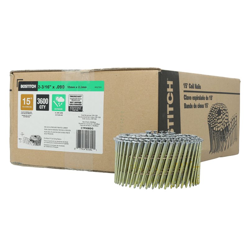 Bostitch C7P90BDG Siding Nail, 2-3/16 in L, Steel, Thickcoat, Smooth Shank