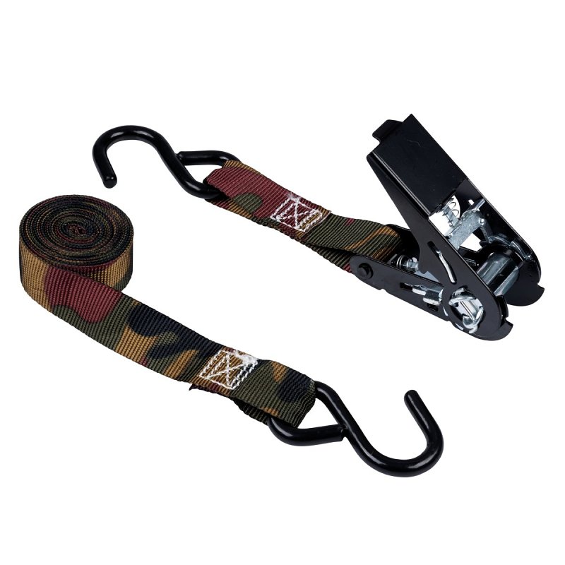 Keeper 03508-V Tie-Down, 1 in W, 8 ft L, Camouflage, 400 lb, S-Hook End Fitting