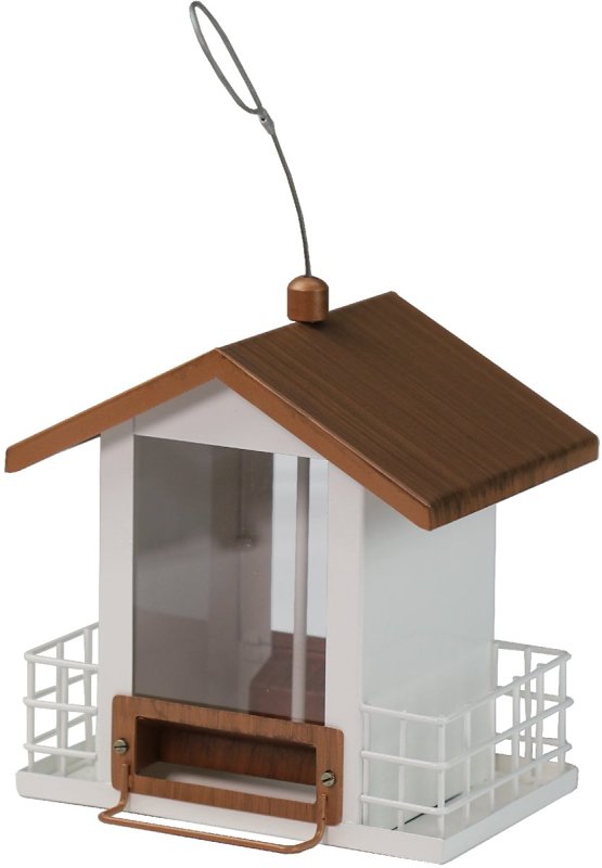 Heath 21015 Combo Bird Feeder, House, Seed, Seed Cakes, Suet Cakes, 2-Port/Perch, Plastic, White, 8-1/2 in H, Hanging