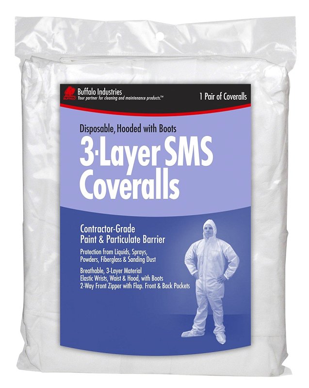 Buffalo 68443 3-Layer SMS Coveralls, 2XL, Zipper, Polypropylene