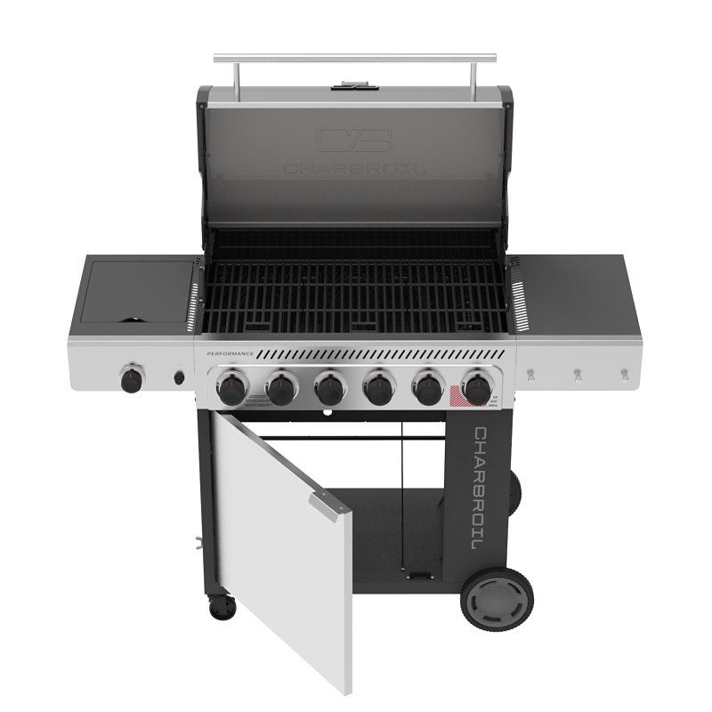Char-Broil 463229021 Gas Grill, 60,000 Btu, Liquid Propane, 6-Burner, Chef's Tray, 10,000 BTU Side Burner, Cabinet Storage
