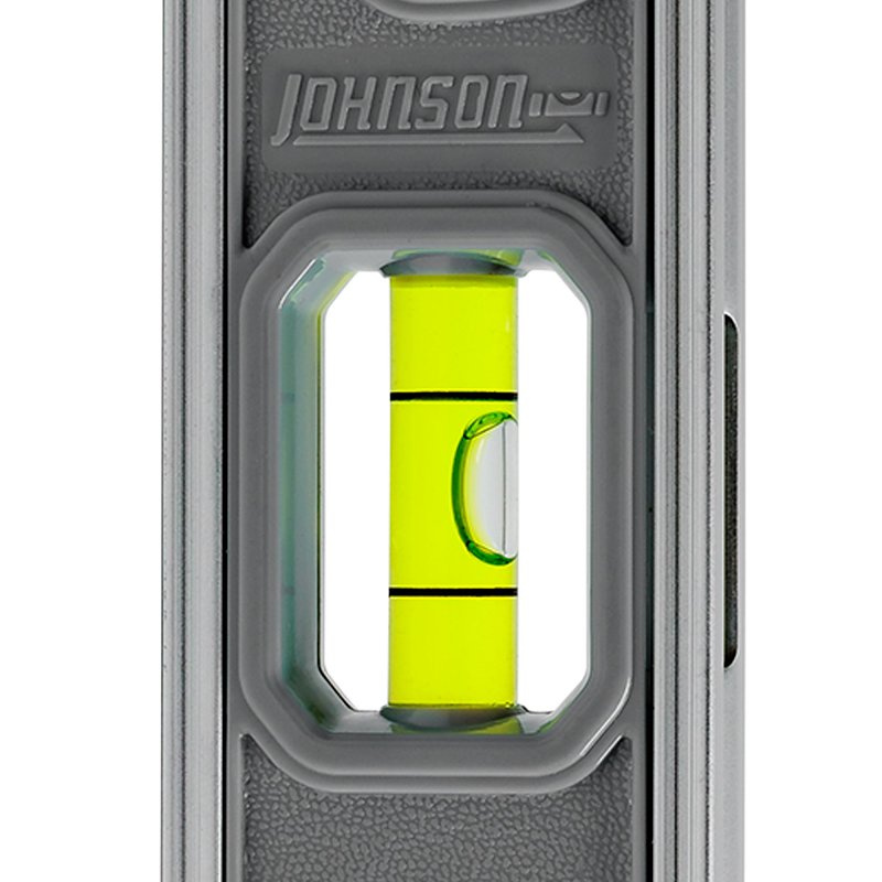 Johnson 1405-0900 Torpedo Level, 9 in L, 3-Vial, Magnetic, Aluminum/Rubber, Gray