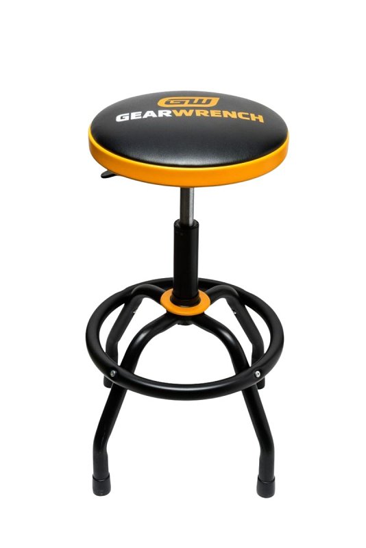 GearWrench 86992 Shop Stool, 225 lb, 26 to 31 in H Adjustable, 19 in OAL, Steel Frame, Vinyl Seat