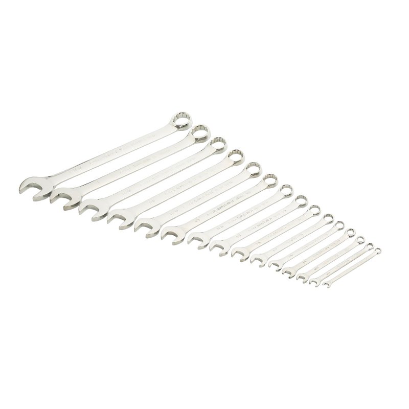 GearWrench 81901 Wrench Set, 15 -Piece, Alloy Steel, Full Polish Chrome, Specifications: SAE Measurement