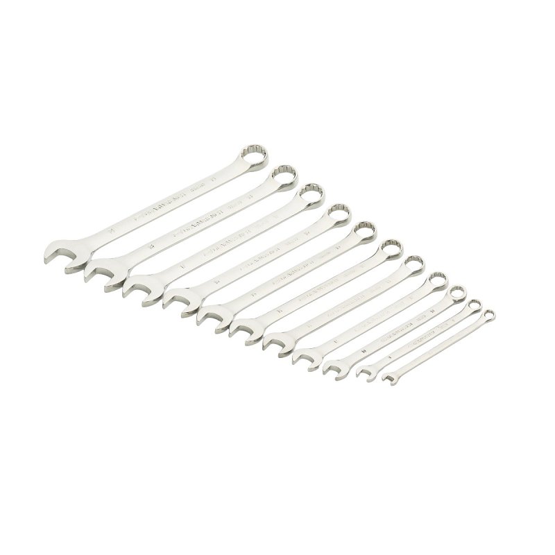 GearWrench 81938G Combination Wrench Set, 11-Piece, Steel, Chrome, Specifications: Long Pattern Length Format