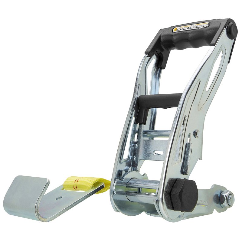 SmartStrap 263 Stamped Rail Tie-Down, 2 in W, 27 ft L, Polyester/Steel, Yellow, 3333 lb, Flat Hook End Fitting
