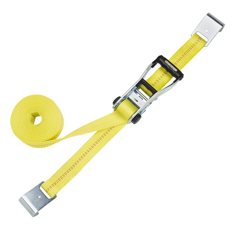 SmartStrap 263 Stamped Rail Tie-Down, 2 in W, 27 ft L, Polyester/Steel, Yellow, 3333 lb, Flat Hook End Fitting