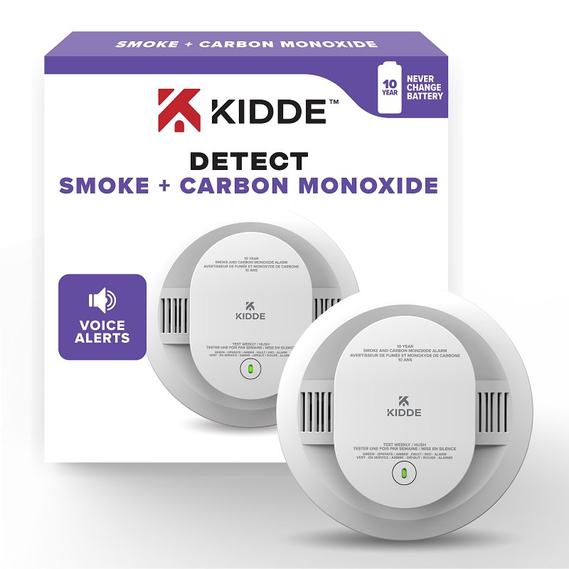 Kidde DETECT Series 30CUA10-VCA Smoke and Carbon Monoxide Alarm Combo, 10 ft, LED Display, 85 dB, Alarm: Audio, Beep
