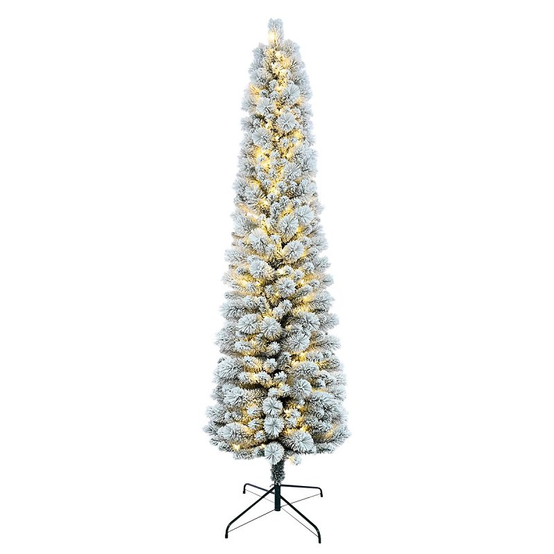 Puleo Asia Limited TFP-75C350-K Toronto Flocked Tree, 7-1/2 ft H, Pine Family, Plug-In, Incandescent, Clear Light