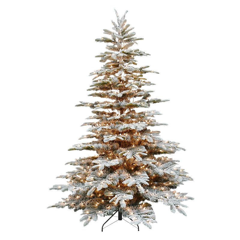Puleo Asia Limited FK-APGF-75C7 Alaskan Flocked Tree, 7-1/2 ft H, Fir Family, Plug-In, Incandescent, Clear Light