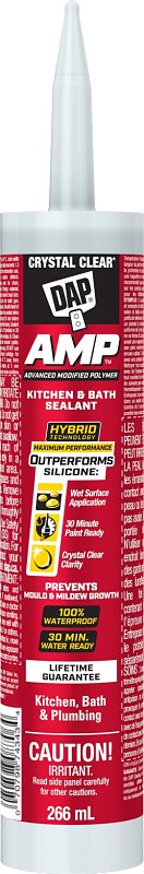 AMP 7079874342 Kitchen and Bath Sealant, White, 24 hr Curing, -17 to 60 deg C, 266 mL Cartridge