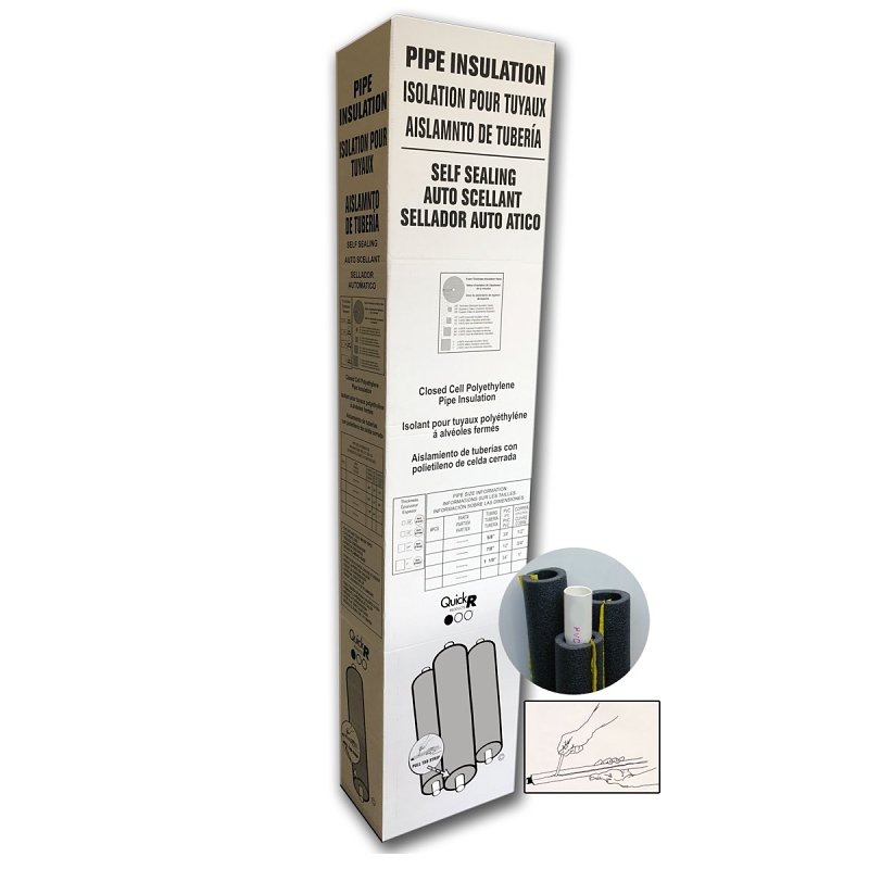 Quick R 72381T Pipe Insulation, 2-3/8 in ID x 3-7/8 in OD Dia, 6 ft L, Polyolefin, Charcoal
