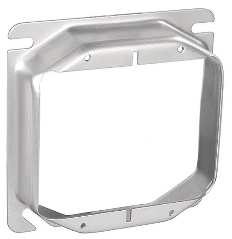 Southwire 52C19-UPC Device Ring, 1 in L, 4 in W, Square, 2-Gang, Steel, Silver, Galvanized