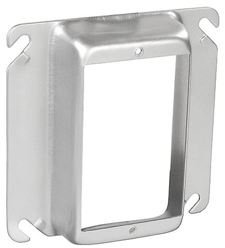 Southwire 52C15-UPC Device Ring, 1 in L, 4 in W, Square, 1-Gang, Steel, Silver, Galvanized