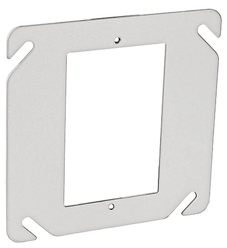 Southwire 52C62A-UPC Flat Device Ring, 0.06 in L, 4 in W, Square, 1-Gang, Steel, Silver, Galvanized