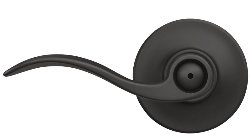 Schlage Accent Series F40GACC622 Privacy Bed/Bath Door Handle, Lever Handle, Matte Black, Metal, Pushbutton