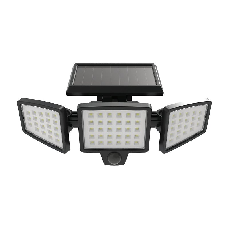 BELL LINK CL-SML3 3-Head Flood Light with Solar Panel, 3.7 V, 8 W, LED Lamp, Daylight, 1000 Lumens, 6500 K Color Temp
