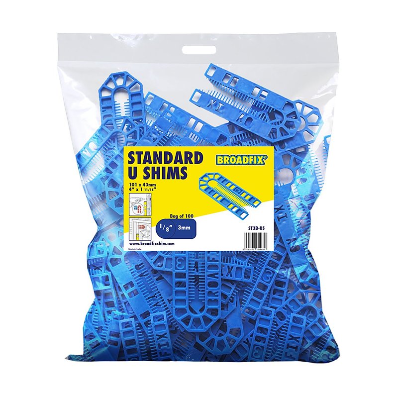 Broadfix ST3B-US U-Shim, 3 mm Thick, 43 mm W, 101 mm L, Polypropylene