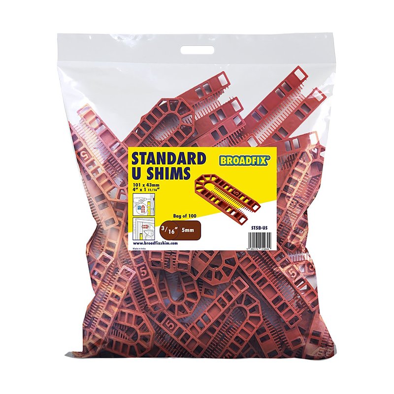 Broadfix ST5B-US U-Shim, 5 mm Thick, 43 mm W, 101 mm L, Polypropylene