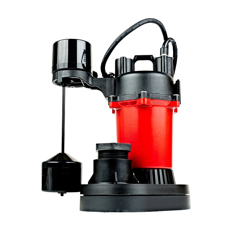 Red Lion 14942741 Sump Pump, 3200 gph, 1-Phase, 4.4 A, 115 V, 1/3 hp, 1-1/2 in Outlet, 25 ft Max Head, Thermoplastic
